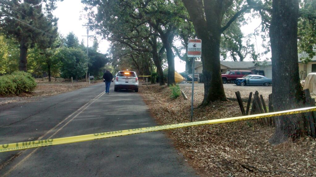 A crime scene in the 1000 block of Merced Avenue west of Santa Rosa is taped off Thursday afternoon.