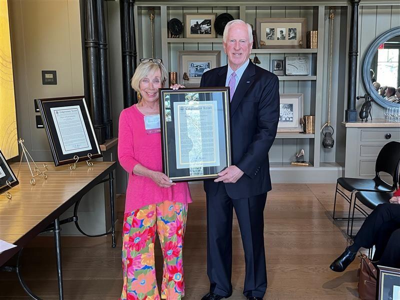 Sonoma resident Karen Collins (left) was named by Rep. Mike Thompson as the 2024 Sonoma County Woman of the Year, in honor of her work with multiple civic groups. (Office of Mike Thompson)