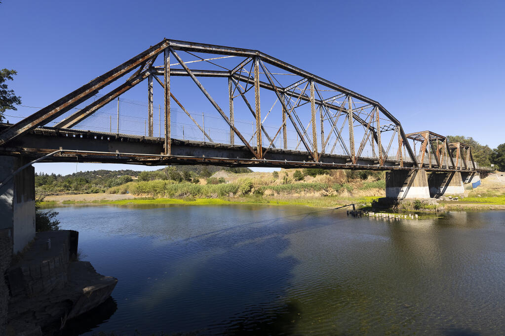 SMART is seeking funds to build a new railroad bridge across the Russian River in Healdsburg. (Photo by John Burgess/The Press Democrat)
