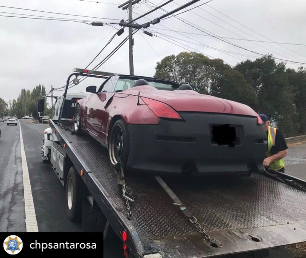 Petaluma police impounded this Nissan 350Z after suspecting the driver of reckless driving.