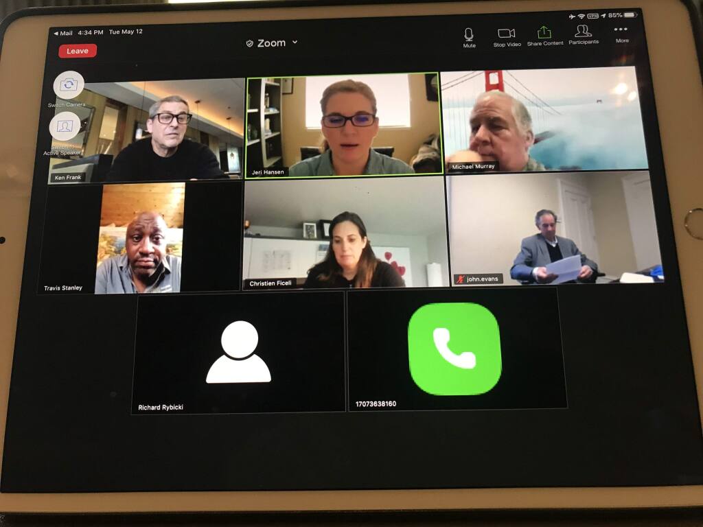 Members of the Napa Chamber of Commerce's Countywide Business Advisory Group (CBAG) participate in a Zoom call to discuss their work with businesses, health and government officials to develop guidelines for reopening and economic recovery. (Photo courtesy of Napa Chamber of Commerce)