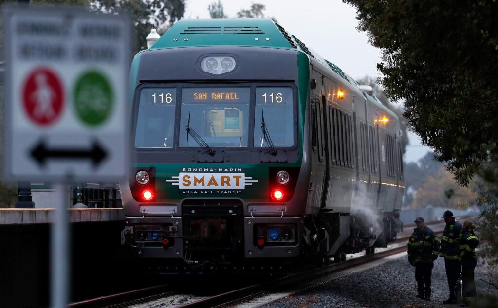 Sonoma-Marin Area Rail Transit heads to San Rafael. (ALVIN A.H. JORNADA / The Press Democrat)