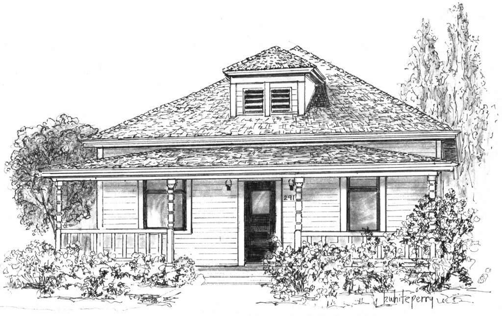 Drawing of the Maysonnave House, on 1st Street East, by Barbara White Perry from her book 'Drawing Sonoma.' A framed print of this drawing will be awarded at the Sept. 22 benefit history walk for the Sonoma Overlook Trail. (Barbara White Perry)