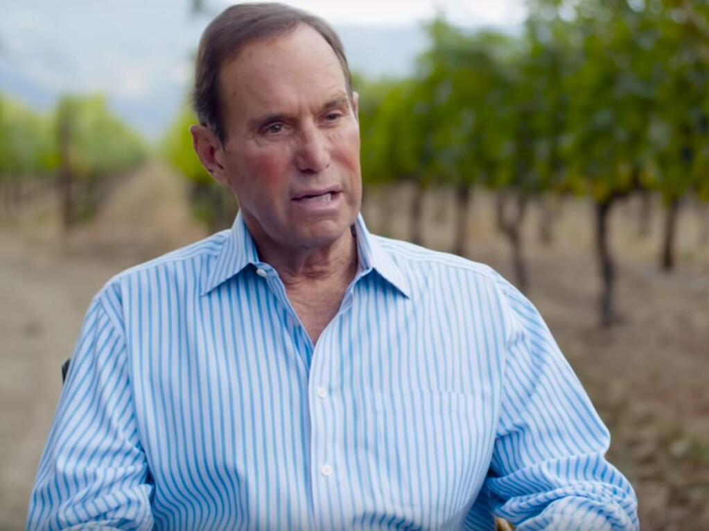 Trailblazing wine grape grower Andy Beckstoffer, whose family company farms thousands of California North Coast acres, is interviewed in one of Sonoma State University's 'Business of Wine' documentary video series in 2018. (YOUTUBE SCREEN CAPTURE)