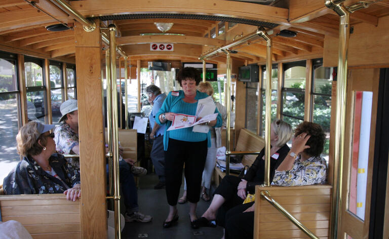 Rosie the Trolley (a different vehicle than the one that will be deployed in downtown Santa Rosa) takes house shoppers on a foreclosed home tour in Santa Rosa and Windsor, Sunday, July 20, 2008. (Mark Aronoff / The Press Democrat file)
