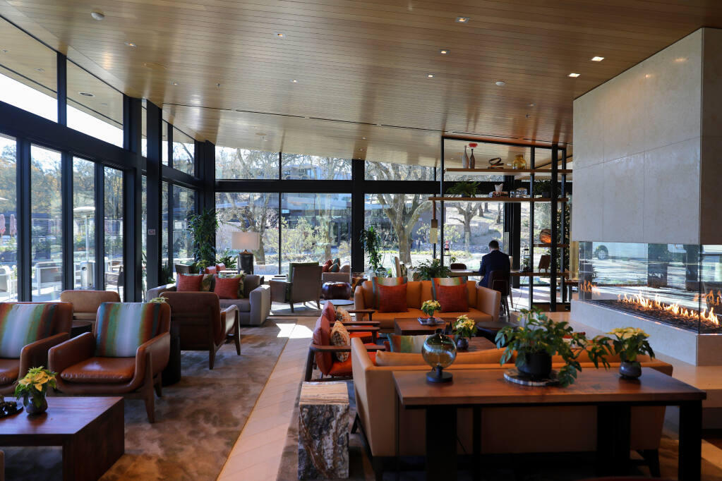 The main lobby of the new Montage luxury resort in Healdsburg on Thursday, December 10, 2020. The resort was purchased in April for $265 million. (Christopher Chung/ The Press Democrat)