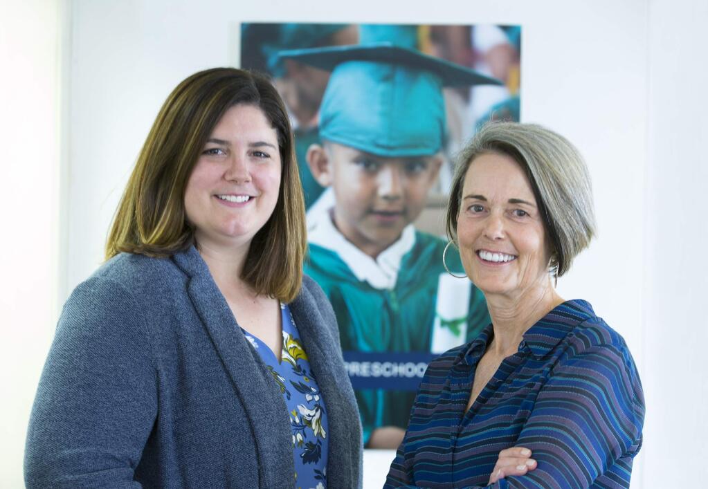 Angela Ryan, left, and Mary Favaro of the Sonoma Valley Education Foundation. (Photo by Robbi Pengelly/Index-Tribune)
