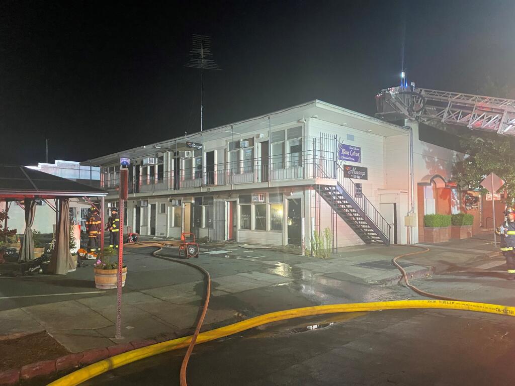 Fire crews battled a blaze that started about 3:45 a.m. Wednesday in the 120 block of Keller Street in Petaluma. (Petaluma Fire Department)