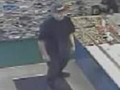 A screen grab from Furniture 2000 surveillance video showing a man suspected in an armed robbery on Monday, Feb. 23, 2015. (SONOMA COUNTY SHERIFF'S OFFICE)