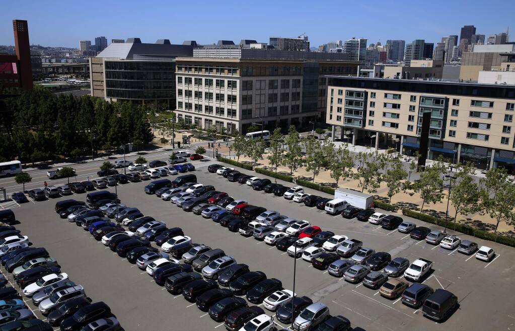 The $185 million donation to UCSF by Sanford and Joan Weill will be used to build a neuroscience institute on the location currently occupied by a parking lot. (Christopher Chung / The Press Democrat)