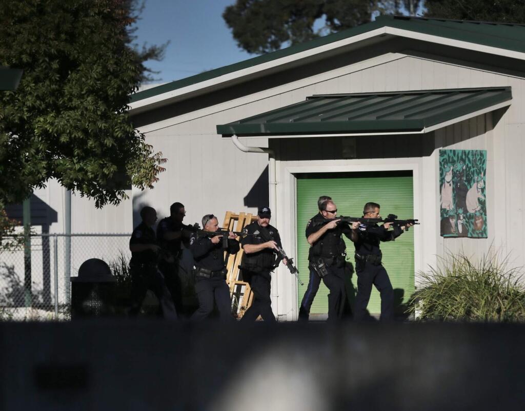 Police at the scene of a shooting near Ridgway High School in Santa Rosa on Tuesday, Oct. 22, 2019. (BETH SCHLANKER/ PD)