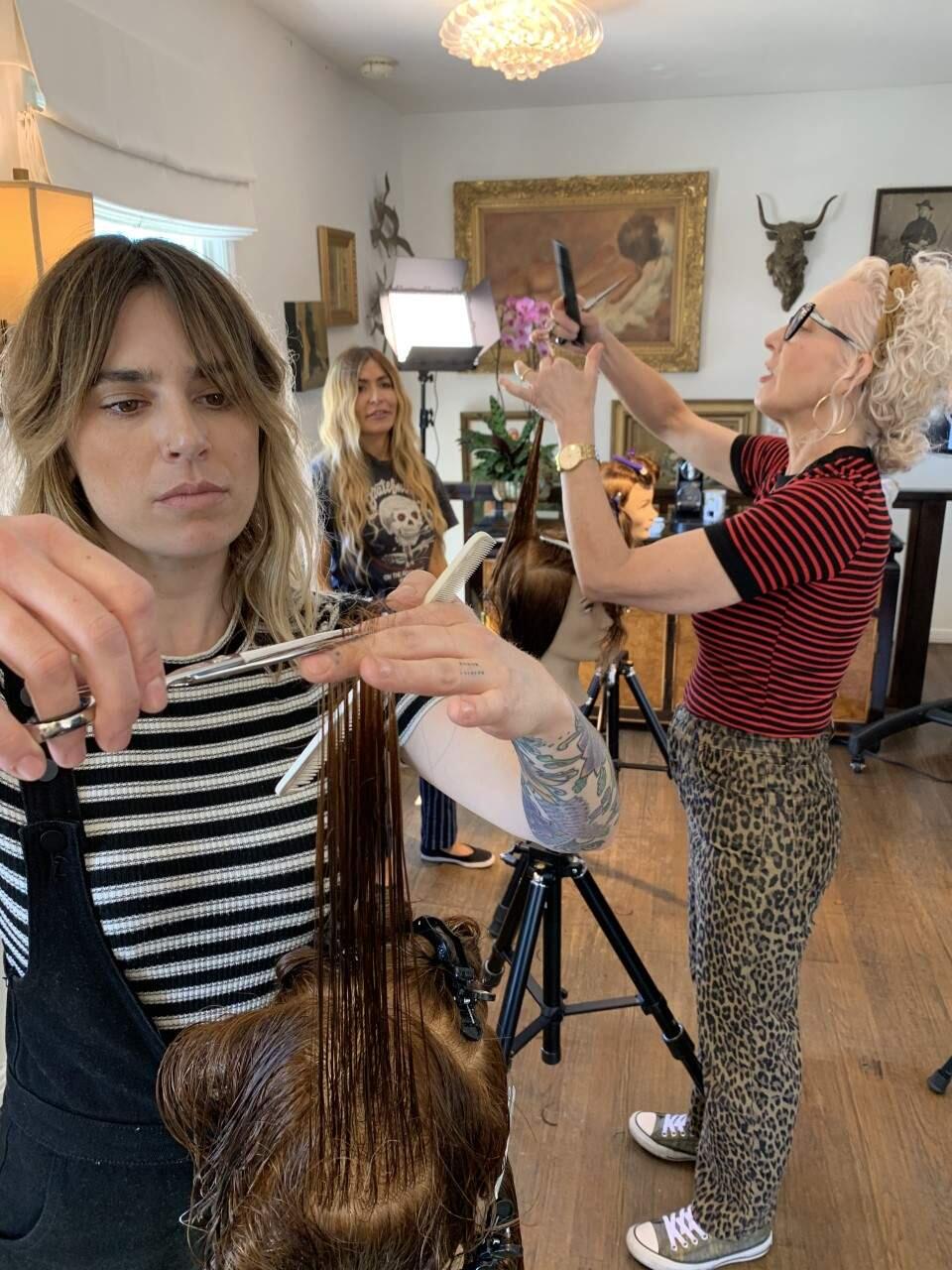 Francesca Santoni, a stylist at Elle Lui Salon in Santa Rosa, created a video tutorial for a longtime client on how to cut hair. (Travis Parker)