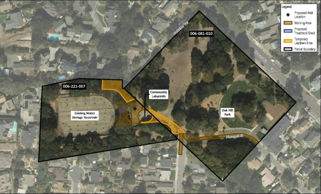 Tentative plans for the Oak Hill Municipal Well Project in Petaluma. (COURTESY OF THE CITY OF PETALUMA)