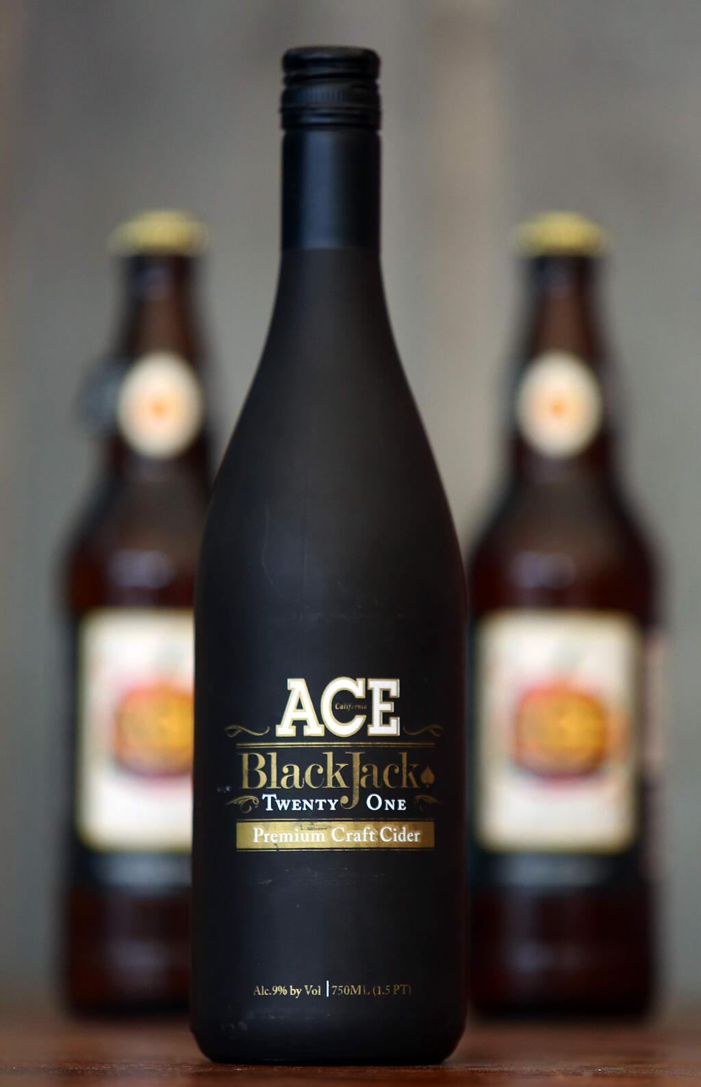 1/11/2015:E1:The new Ace Blackjack 21 hard cider.PC:The new ACE Blackjack Twenty One hard cider. (photo by John Burgess/The Press Democrat)