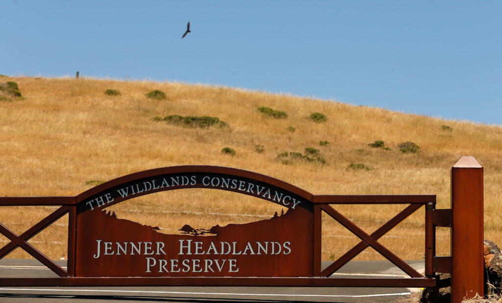 Part of the decorative gate for the Wildland Conservancy’s Jenner Headlands Preserve in Jenner, California, on Friday, June 29, 2018. (Alvin Jornada / The Press Democrat)