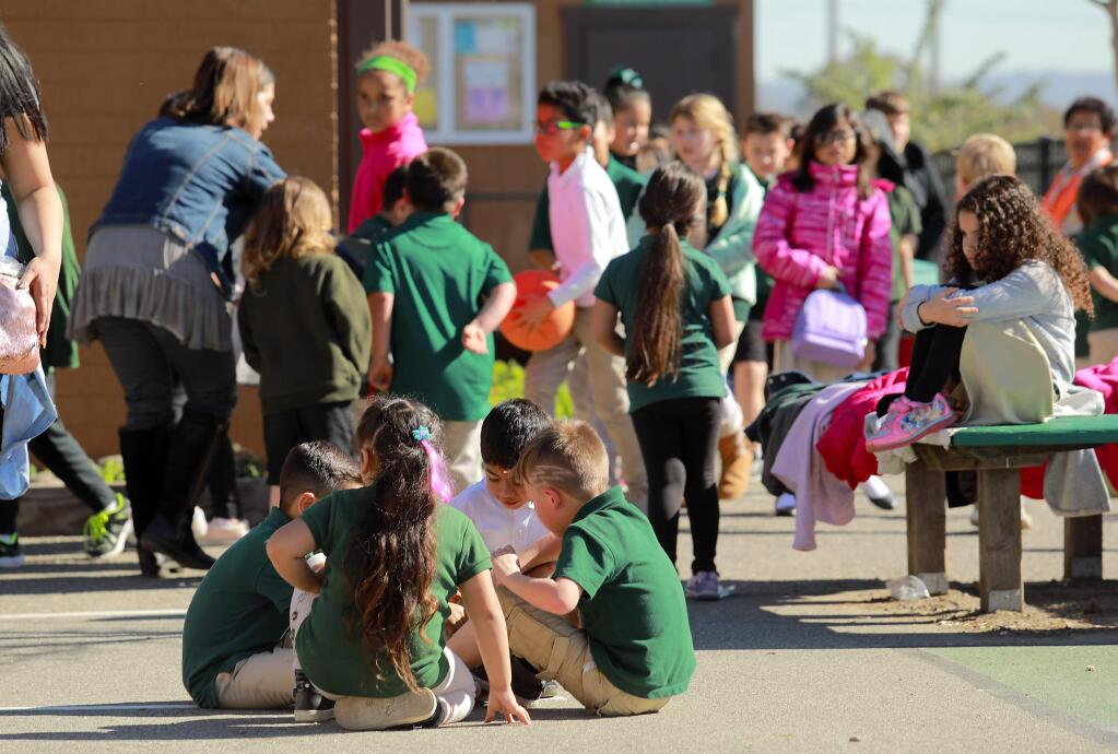 Enrollment has increased fivefold at Cesar Chavez Language Academy since the Santa Rosa school district opened the charter school on the Comstock Middle School campus in 2013. (photo by John Burgess/The Press Democrat)