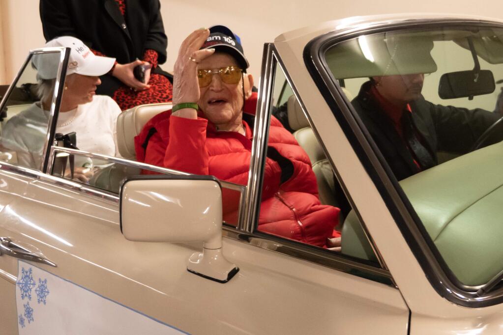 Art Janssen, who at the age of 109 is one of the oldest people on the planet, took part in the Hollywood Christmas Parade on Sunday, Nov. 25, 2018. Celebrating the 100th anniversary of fellow Santa Rosa native Robert Ripley's Believe It or Not, Janssen was invited to ride in Ripley Entertainment's Rolls-Royce Corniche II convertible. (COLTON KRUSE/RIPLEY ENTERTAINMENT INC.)
