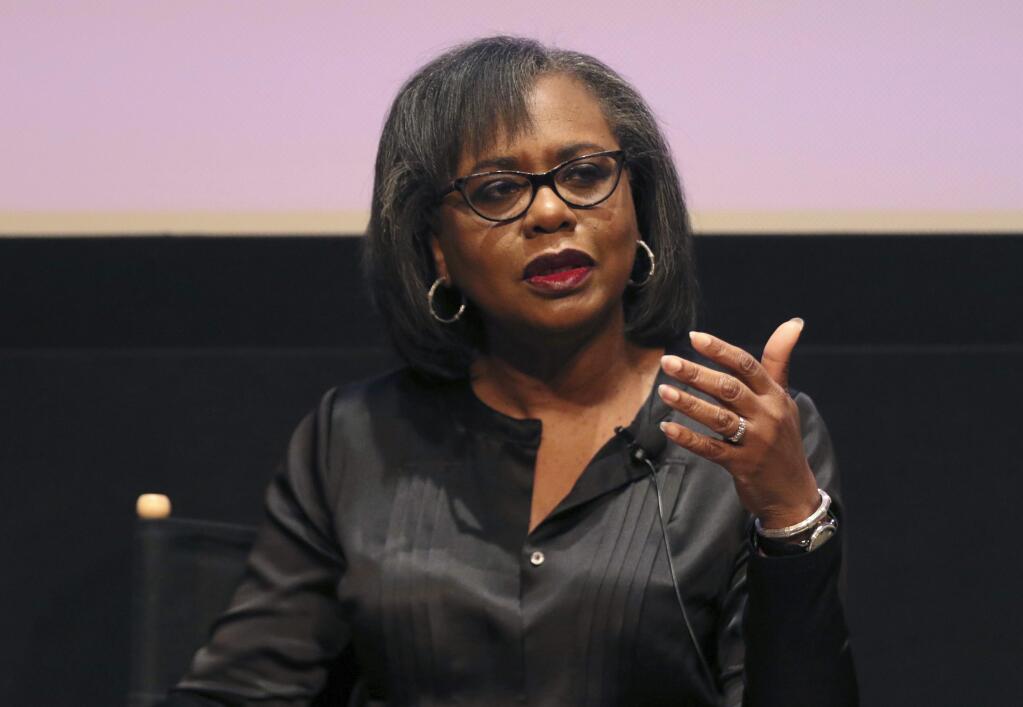 FILE - In this Dec. 8, 2017, file photo, Anita Hill speaks at a discussion about sexual harassment in Beverly Hills, Calif. The sexual assault allegations against Supreme Court nominee Brett Kavanaugh recall Hill's accusations against Clarence Thomas in 1991, but there are important differences as well as cautions for senators considering how to deal with the allegations. (Photo by Willy Sanjuan/Invision/AP, File)