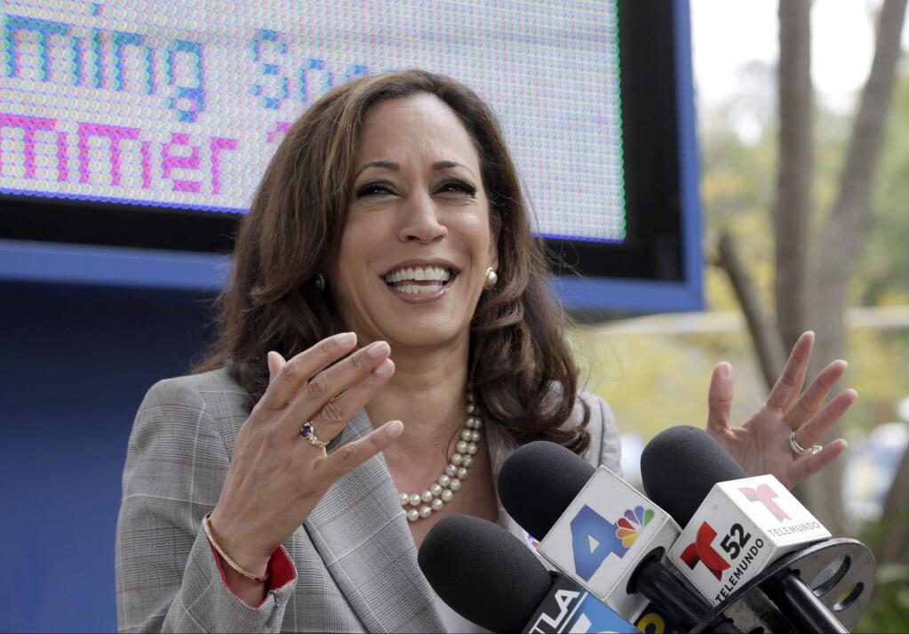 Kamala Harris, the state attorney general, is a candidate for U.S. Senate in the Nov. 8 election. (NICK UT / Associated Press)