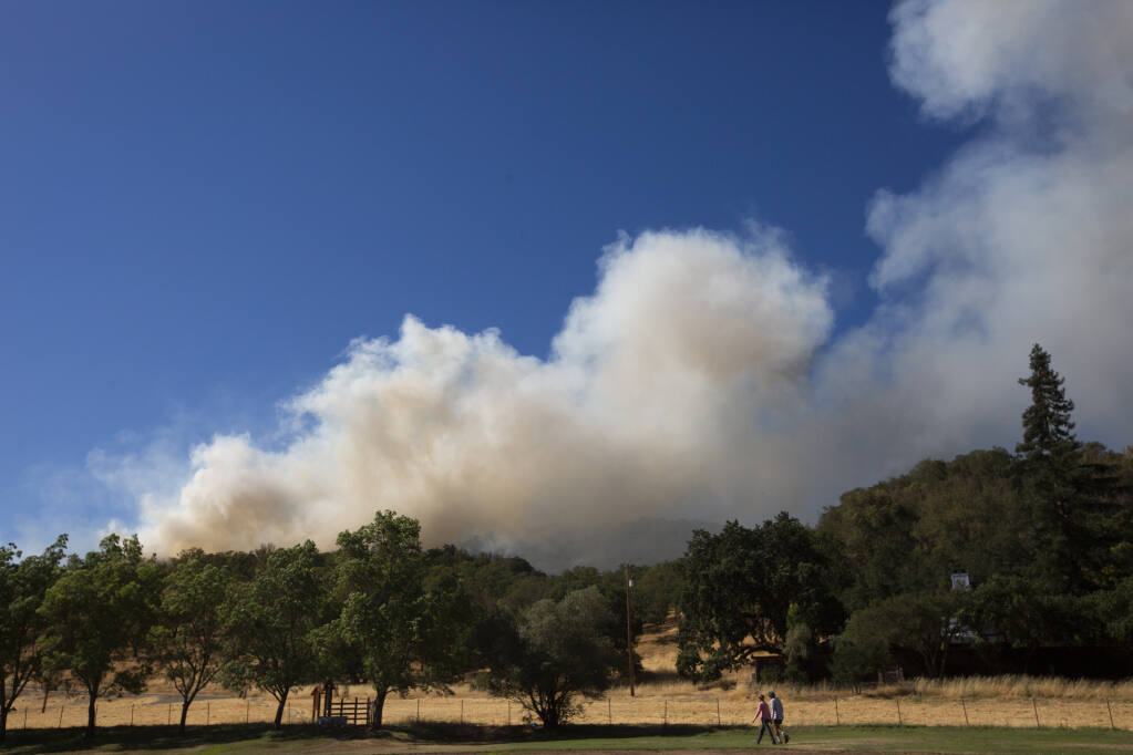 A grassfire broke out in the hills west of Norrbom Road at approximately 4:30pm on Wednesday,  June 23, 2021. (Photo by Robbi Pengelly)