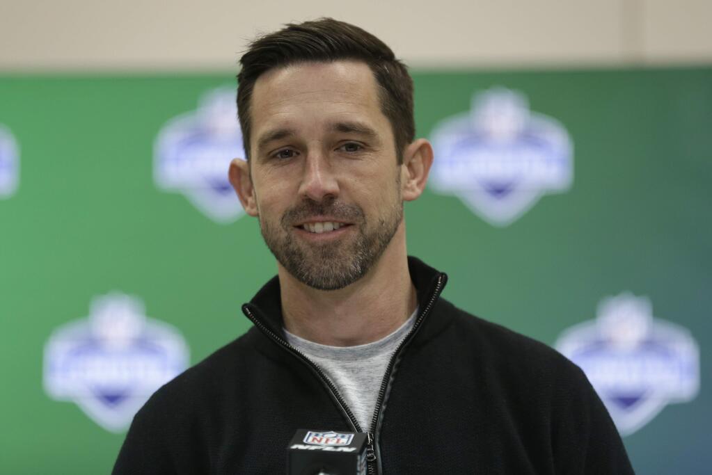 San Francisco 49ers football head coach Kyle Shanahan speaks during a press conference at the NFL Combine in Indianapolis, Wednesday, March 1, 2017. (AP Photo/Michael Conroy)