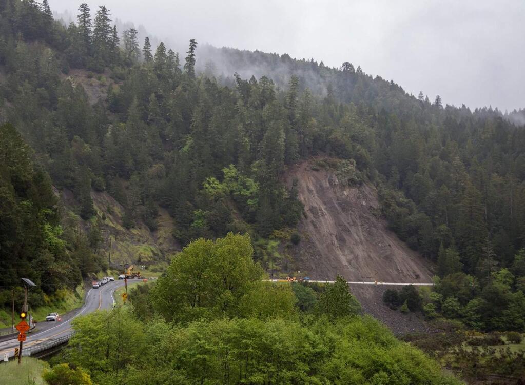 Highway 101 near Leggett is reopen following an April 16 landslide that closed the highway for more than a week. (CALTRANS DISTRICT 1/ FACEBOOK)