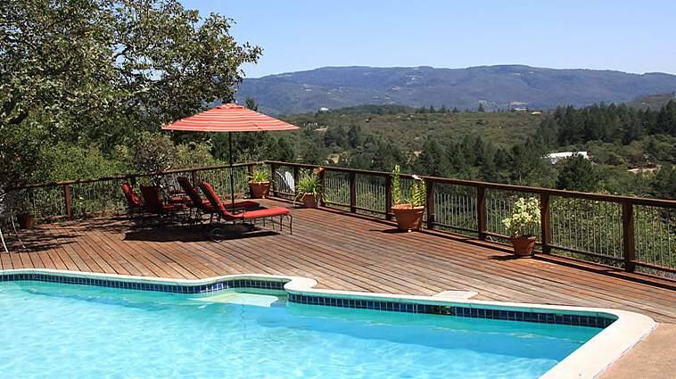 View from a 3-bedroom, 2-bath former vacation rental property, located in one of Sonoma County's exclusion zones, covering Kenwood, Glen Ellen Agua Caliente and Boyes Springs, where new vacation rental permits were not be allowed under a 2016 order by the Board of Supervisors. (Sonoma Valley Escapes)