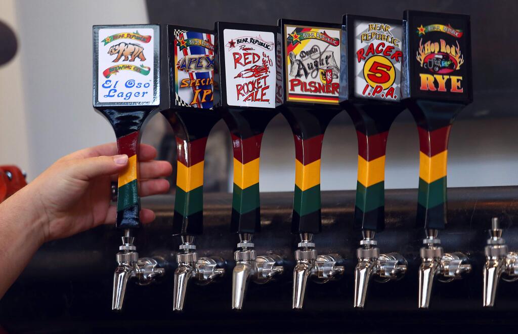 The new taps are installed at the Bear Republic Brewing Co. brewpub in Rohnert Park. (photo by John Burgess/The Press Democrat)