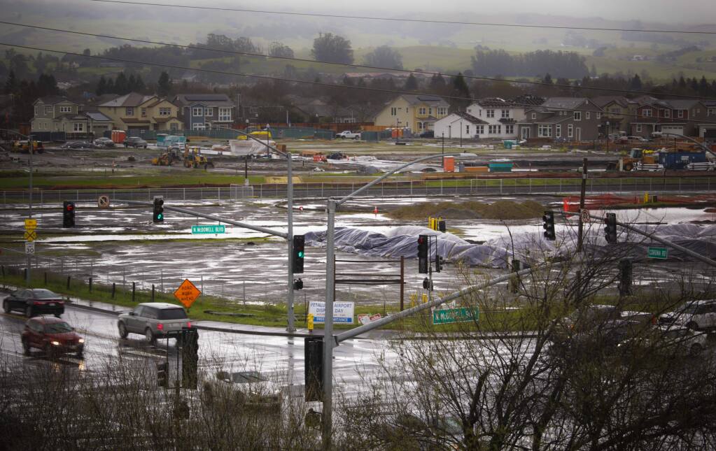 A view of the proposed Corona SMART station development on McDowell Boulevard in Petaluma, looking towards new construction at Brody Ranch, shot on Tuesday, February 26, 2019. (CRISSY PASCUAL/ARGUS-COURIER STAFF)