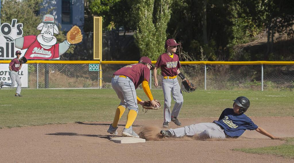 alpa15McNearsUkiah031McNear's V/S Ukiah Broiler Padres1st inning. Enzo Scaccalosi pitches the ball to #12 Tait Joynt for the force out of #11 Adrian Villalpando