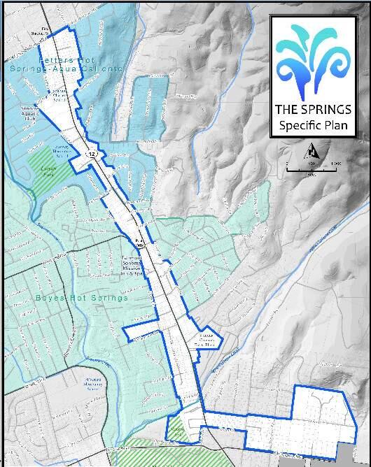 Map of the area covered by the Springs Specific Plan, currently being developed by Sonoma County.