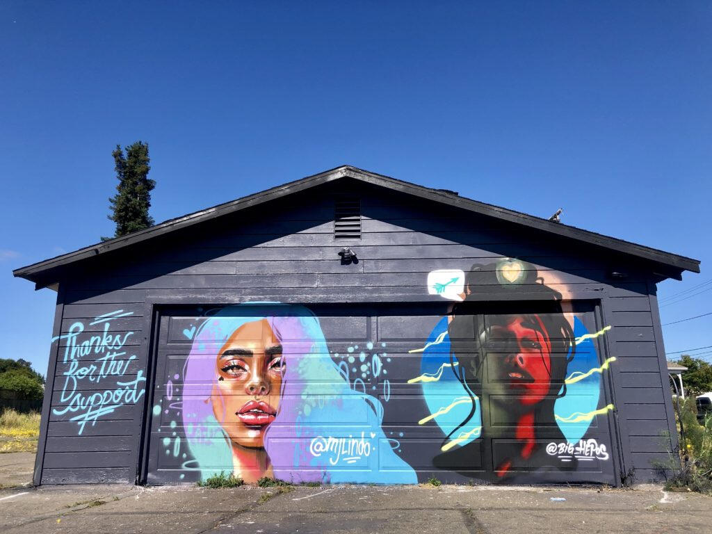 Mural restaurado en el área de SOFA en el centro de Santa Rosa , por artistas MJ Lindo-Lawyer, Joshua Lawyer y  Big Hepos.  Ricardo Ibarra / La Prensa Sonoma