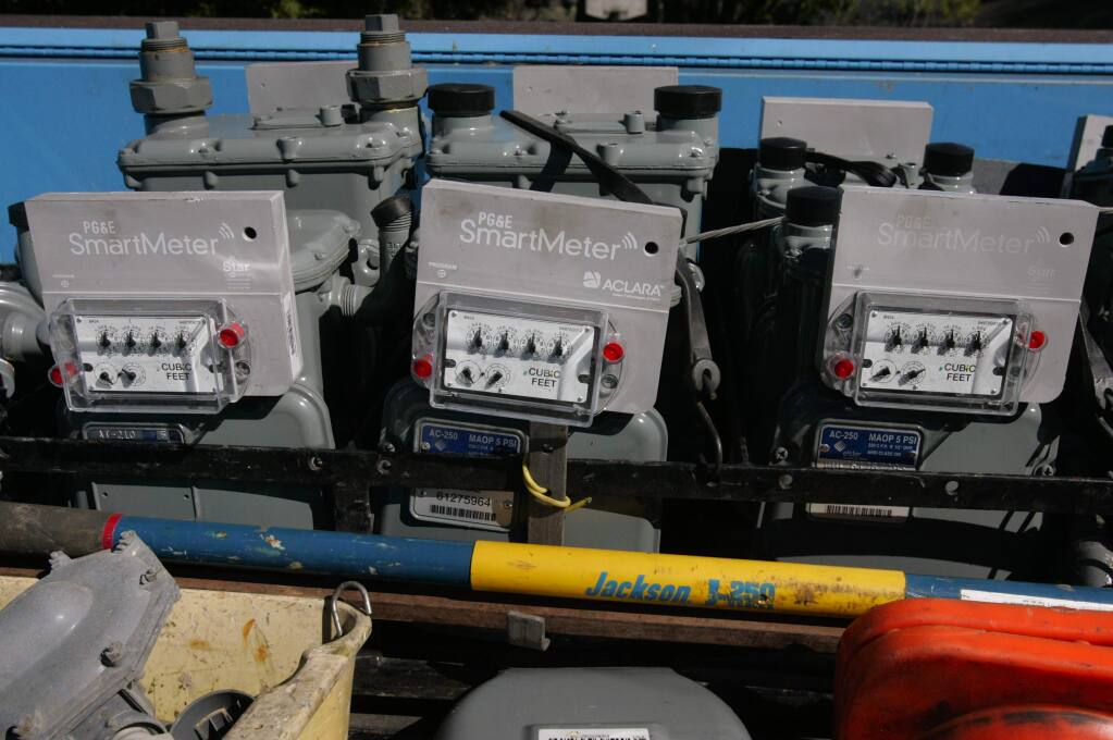 PG&E SmartMeters on the truck awaiting installation in Sebastopol in 2013. (Scott Manchester/The Press Democrat)