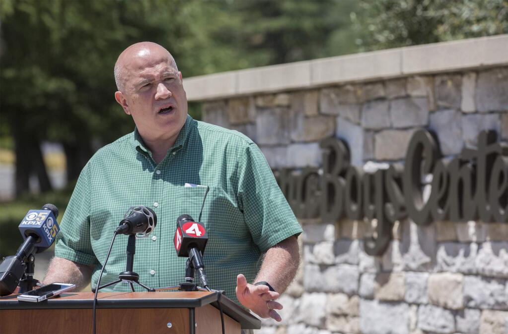 Hanna Boys Center executive director Brian Farragher speaks during a press conference on Wednesday, June 26. (Photo by Robbi Pengelly/Index-Tribune)