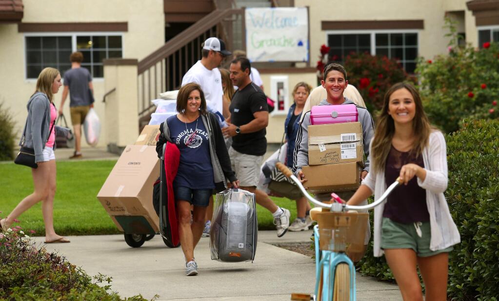 SSU students and their families moved into their dorm rooms on Saturday. (JOHN BURGESS / The Press Democrat)