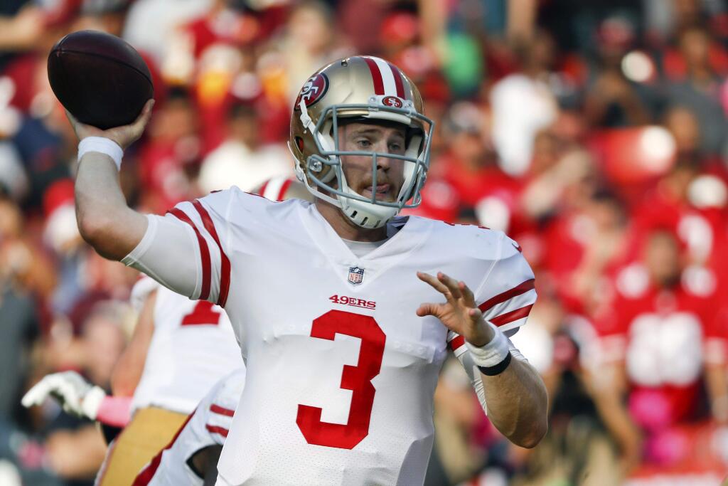 an Francisco 49ers quarterback C.J. Beathard passes the ball during the second half against the against the Washington Redskings on Sunday in Landover, Md. (AP Photo/Pablo Martinez Monsivais, File)