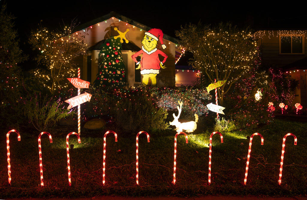 Christmas lights on Yulupa Ave, Christmas Tree Lane, Santa Rosa. (photo by John Burgess/The Press Democrat)