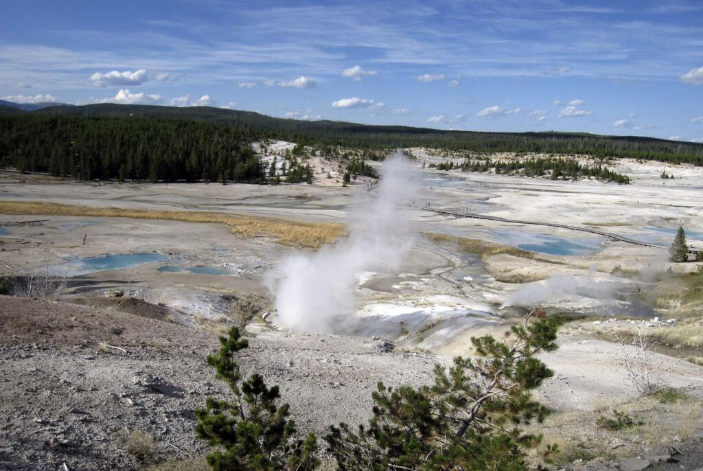 FILE - This September, 2009 file photo shows the Norris Geyser Basin in Yellowstone National Park, Wyo. (AP Photo/Beth Harpaz, File)