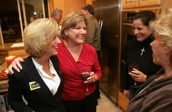 News/--Supervisor candidate Sharon Wright, in red with Santa Rosa City council candidate Bobbi Hoff, left, with Kimberly Waite and Brenda Christopherson, far right at Wrights election party in santa Rosa, Tuesday November 4, 2008. (Kent Porter / The Press Democrat)2008