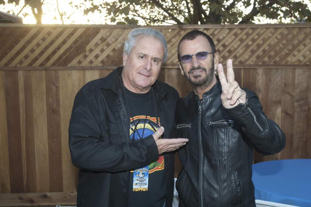 BRUCE COHN introduces Ringo Starr to Sonoma prior his Oct. 3 concert at Field of Dreams. The manager of the Doobie Brothers counts bringing the Beatle drummer to town as among the 'firsts' for 2015's Sonoma Music Festival. (Submitted photo)