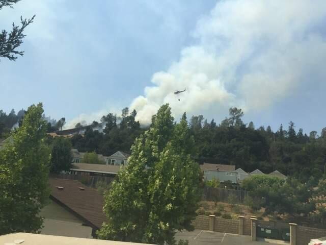 A fire burns near Geyserville and Cloverdale on Monday, July 31, 2017. (COURTESY OF CINDY BUTNER)