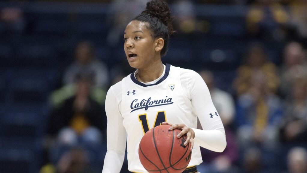Cal's Kianna Smith moves the ball down court during a game against UCLA at Haas Pavilion on Friday, Jan. 4, 2019, in Berkeley. (AP Photo/Tomas Ovalle)