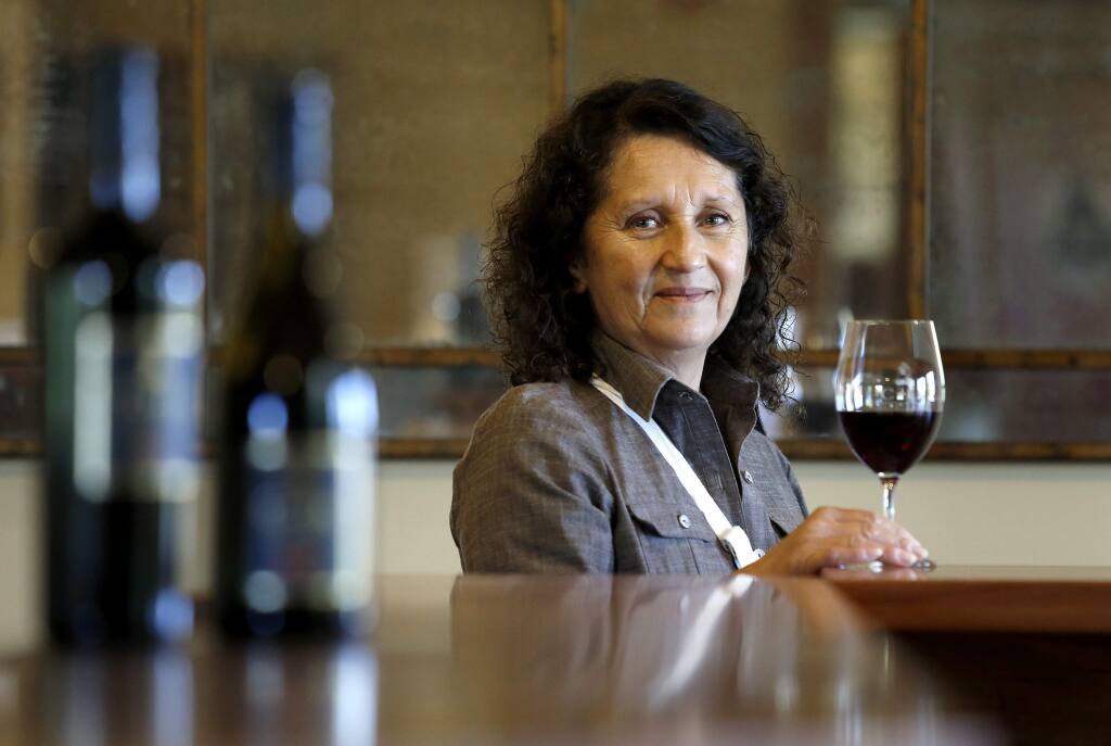 Amelia Moran Ceja is the president and owner of Ceja Vineyards at their new tasting room located next to the Carneros Brewing Company in Sonoma, California on Tuesday, October 28, 2014. (BETH SCHLANKER/ The Press Democrat)