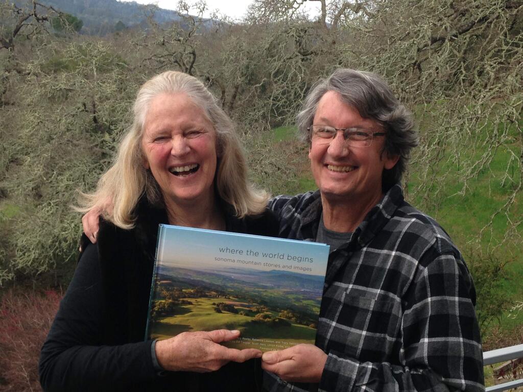 Meg Beller and Arthur Dawson celebrate the publication of 'Where the World Begins,' about Sonoma Montains human and natural history. A book launch party will be held April 3 at Vintage House. (submitted)