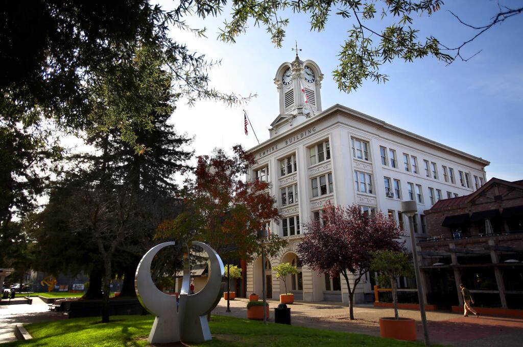 The Empire Building in Old Courthouse Square, Santa Rosa. (Christopher Chung/ The Press Democrat)