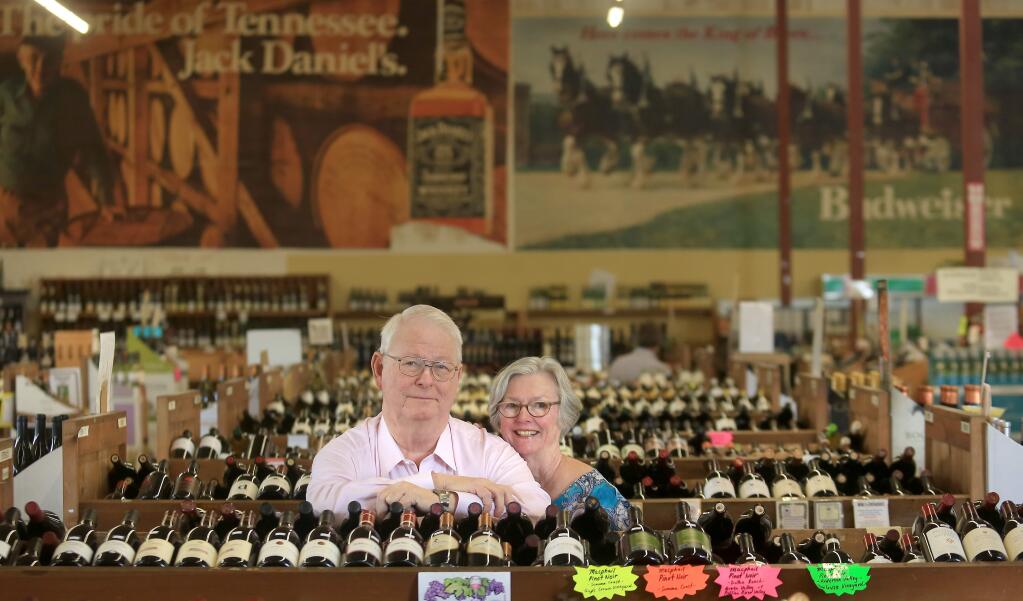 Bruce and Loretta Emmons, after 25 years, are selling Bottle Barn in Santa Rosa Monday April 20, 2015. (Kent Porter / Press Democrat) 2015