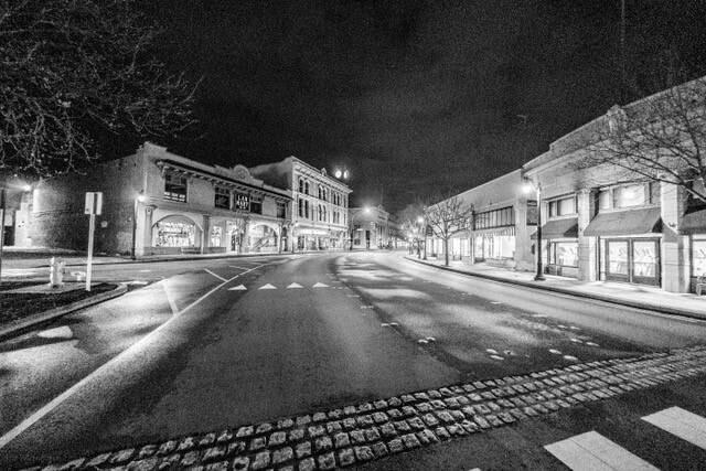 Downtown Petaluma is deserted on March 18, 2020, the first day of Sonoma County's shelter-in-place order. IRA MEINHOFER