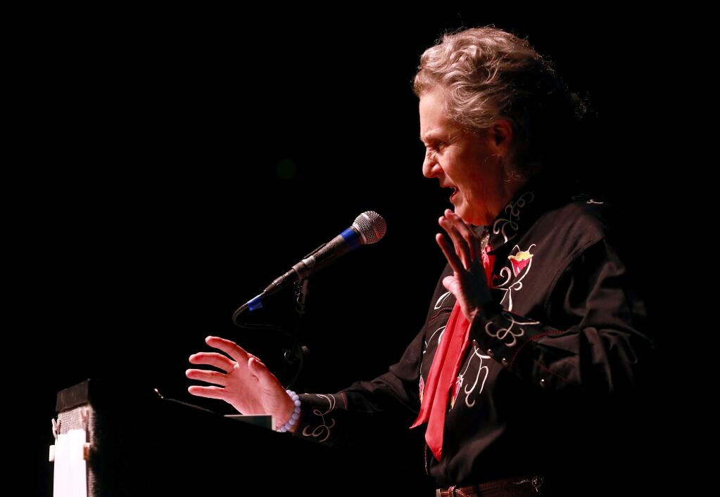 Dr. Temple Grandin was the guest speaker at the Anova one-day conference 'Autism in the Family' at the Luther Burbank Center in Santa Rosa on Saturday, February 25, 2017. Grandin spoke about growing up with autism and how to help others with different abilities. (John Burgess/The Press Democrat)