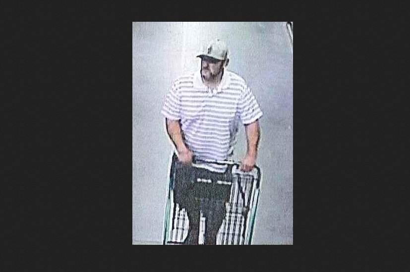 A surveillance photo showing a man suspected of stealing from Friedmans Home Improvement in Petaluma on Tuesday, June 22, 2016. (COURTESY OF PETALUMA POLICE DEPARTMENT)