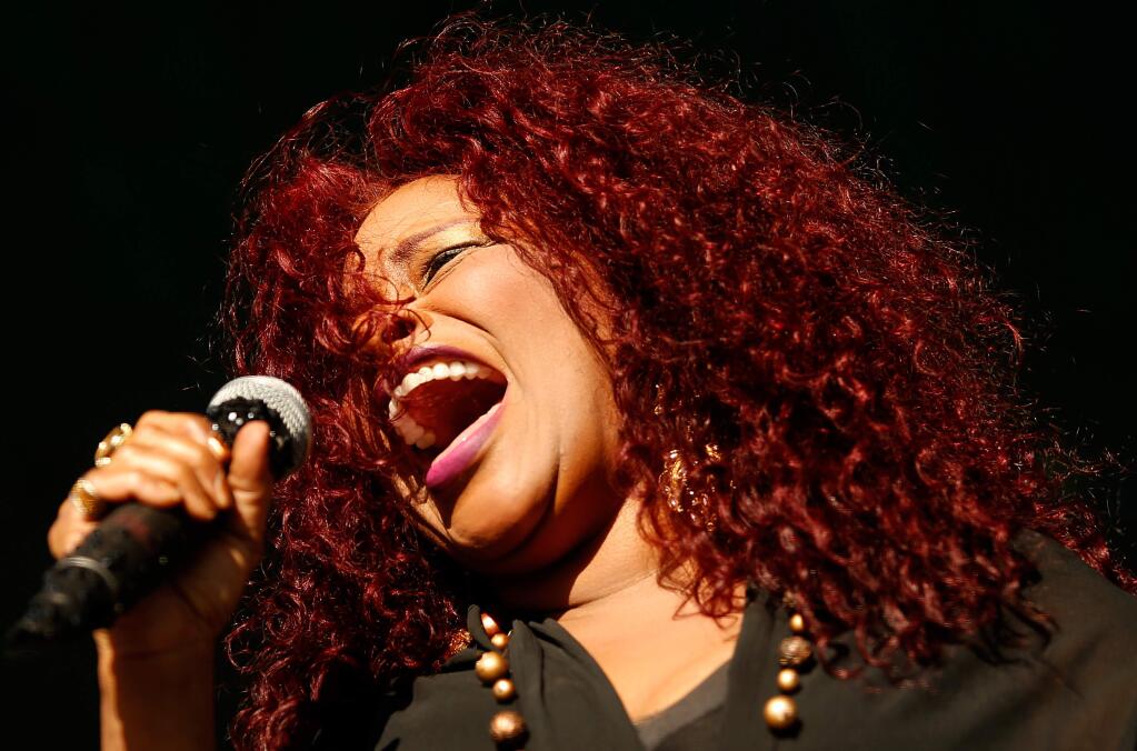 Chaka Khan performs on stage during the Russian River Jazz and Blues Festival at Johnson's Beach, in Guerneville, California on Saturday, September 10, 2016. (Alvin Jornada / The Press Democrat)